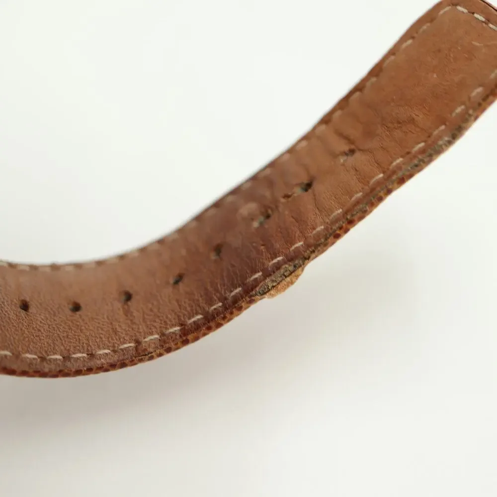 Kenneth Cole NY Silver Tone 34mm Date Watch Brown Leather with New Battery